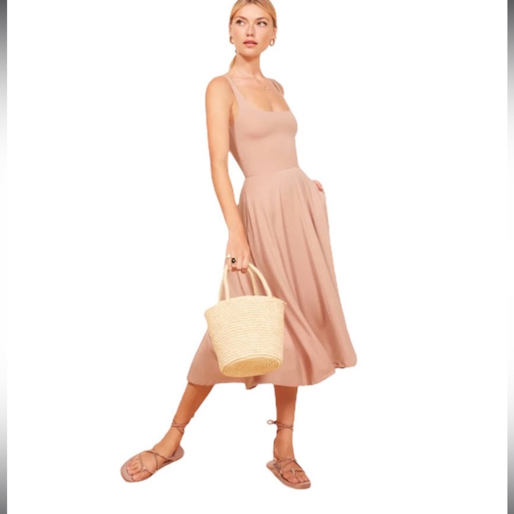 Reformation Rou Midi Dress Blush Pink Size XL